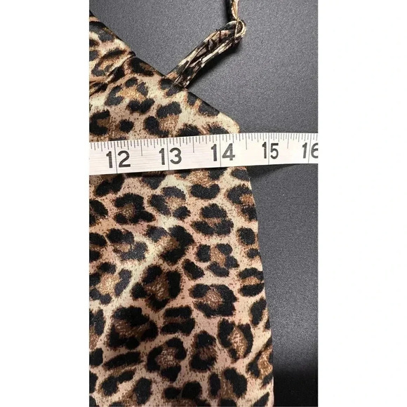 Iris Womens Brown Black Leopard Print Asymmetrical Hem Ruched Mini Dress Medium - Picture 6 of 12